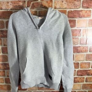H&M boys pullover gray hooded Sweater size 12-14Y